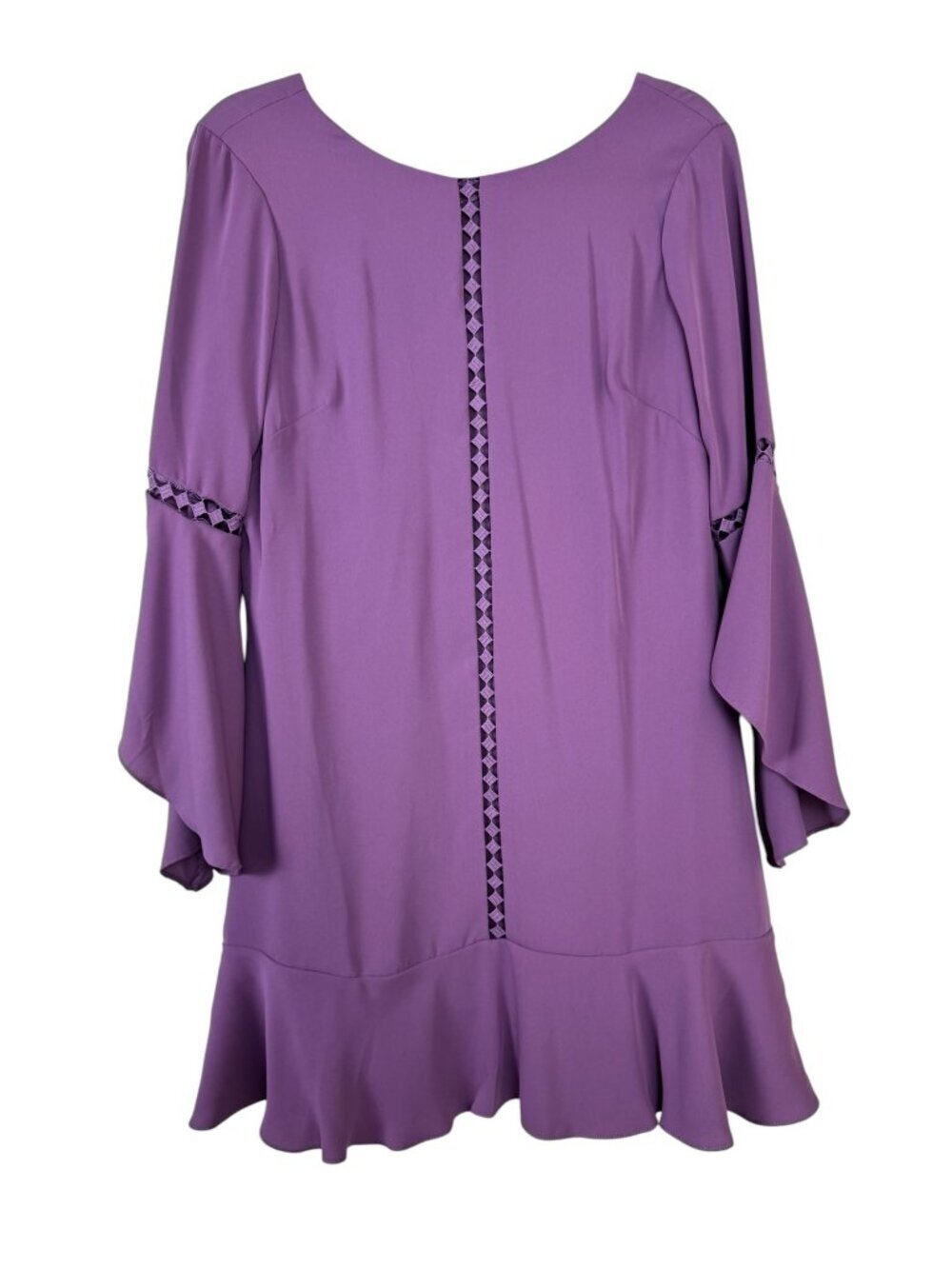 White House Black Market NEW Violet Shift Dress Midi Size 8 Bell Sleeve Summer